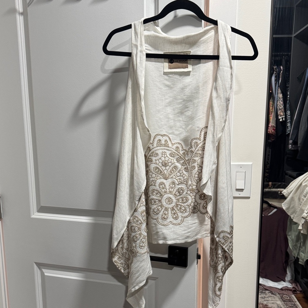 White and Brown Floral Vest